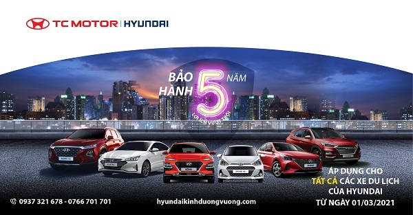 HYUNDAI TC MOTOR NÂNG BẢO HÀNH 5 NĂM CHO CÁC MẪU XE DU LỊCH 