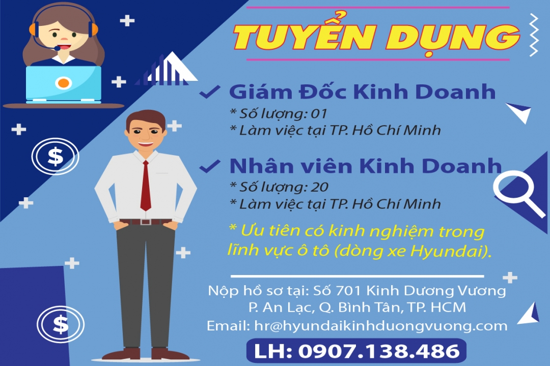 [Tin Tuyển Dụng] HYUNDAI KINH DƯƠNG VƯƠNG. Cần tuyển